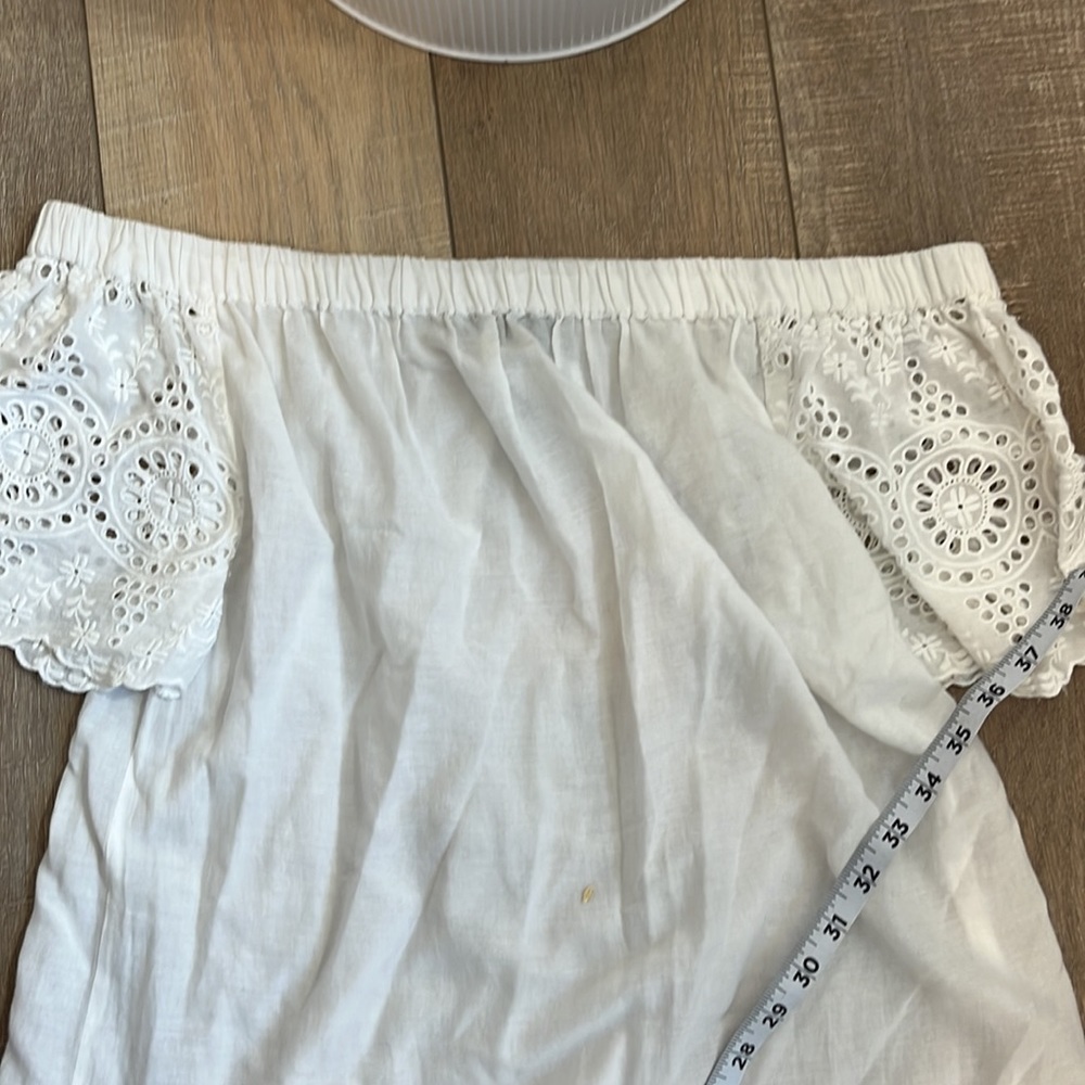 Lauren Ralph Lauren off the shoulder white dress eyelet detail sz S - Picture 6 of 9